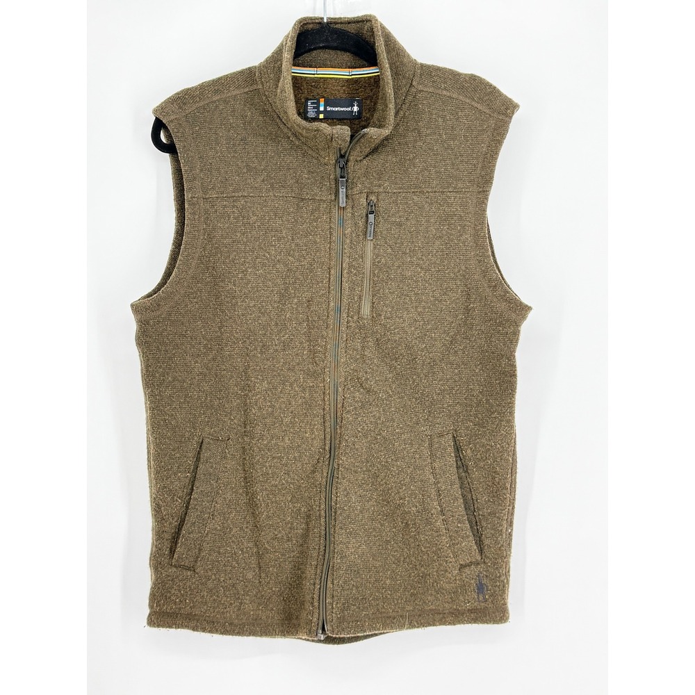 Smartwool Mens Hudson Trail Fleece Full Zip Vest Brown Gorpcore Size M Outdoor